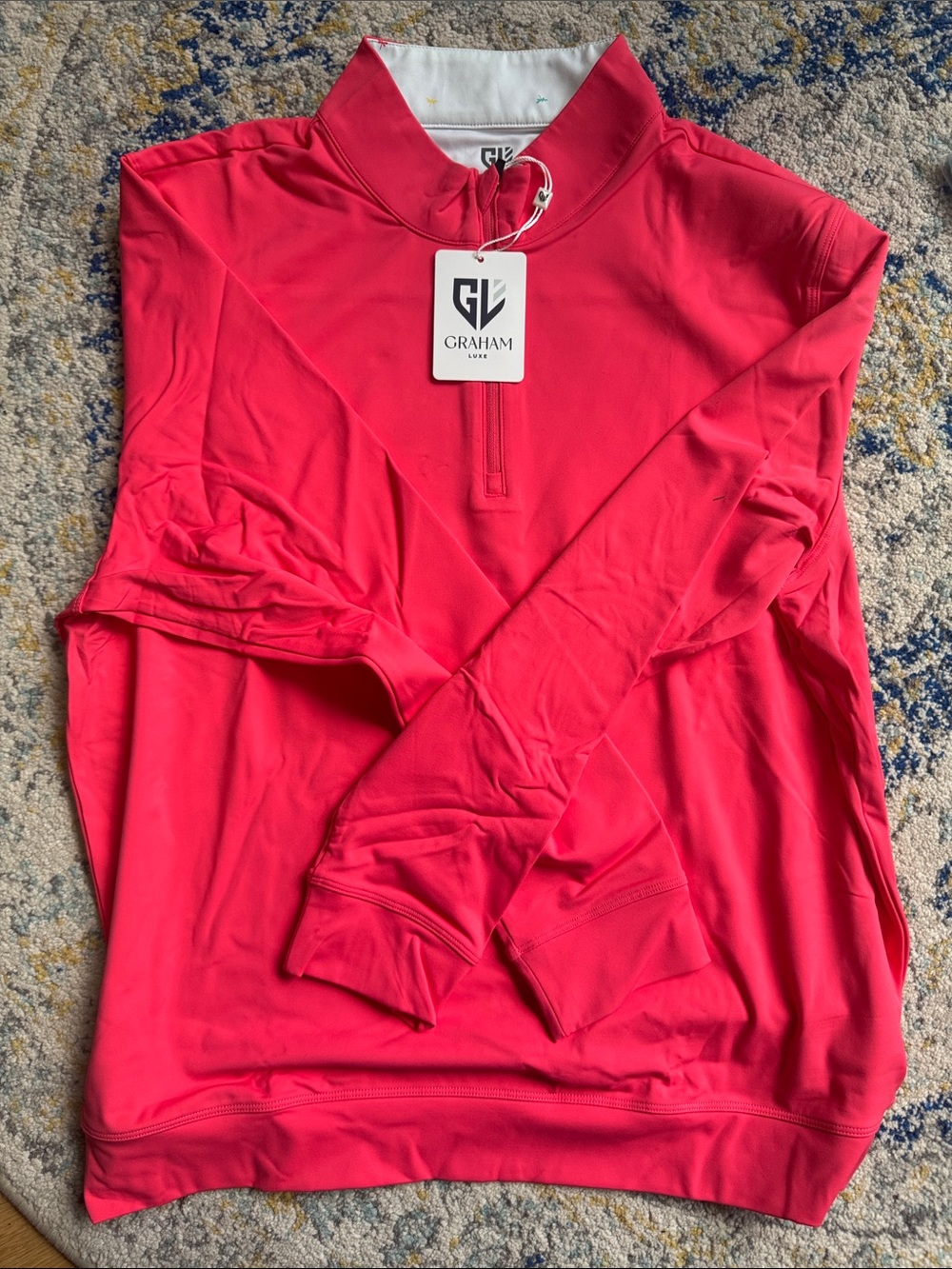 Luxe Men’s Pink Quarter-Zip Performance Top Graham Luxe